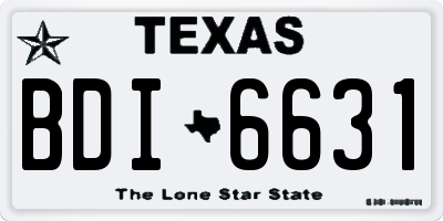 TX license plate BDI6631
