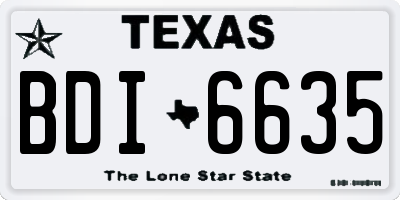 TX license plate BDI6635