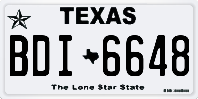 TX license plate BDI6648