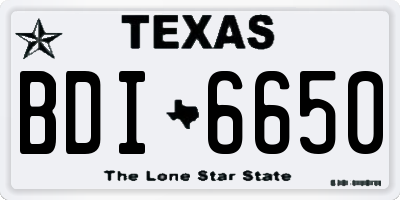 TX license plate BDI6650