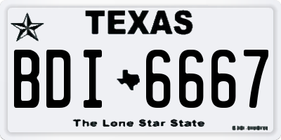 TX license plate BDI6667
