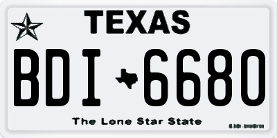 TX license plate BDI6680