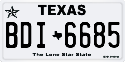 TX license plate BDI6685