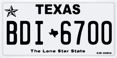 TX license plate BDI6700