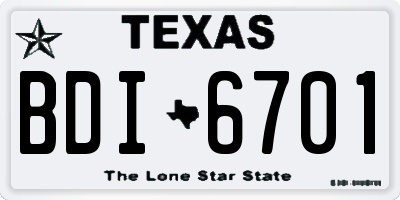 TX license plate BDI6701