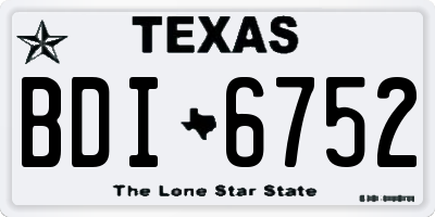 TX license plate BDI6752
