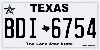 TX license plate BDI6754