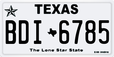 TX license plate BDI6785
