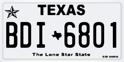 TX license plate BDI6801