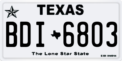 TX license plate BDI6803