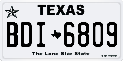 TX license plate BDI6809