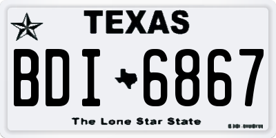 TX license plate BDI6867