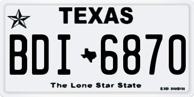 TX license plate BDI6870