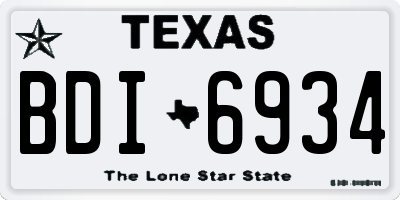 TX license plate BDI6934