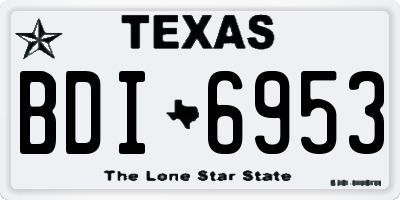 TX license plate BDI6953