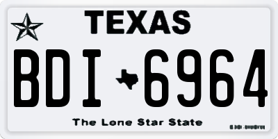 TX license plate BDI6964