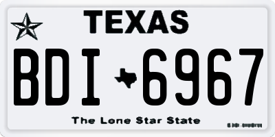 TX license plate BDI6967