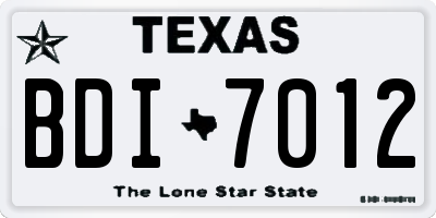 TX license plate BDI7012