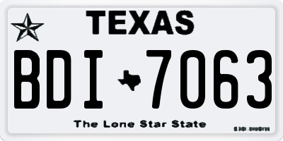 TX license plate BDI7063
