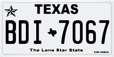 TX license plate BDI7067