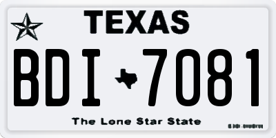 TX license plate BDI7081