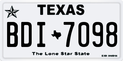 TX license plate BDI7098