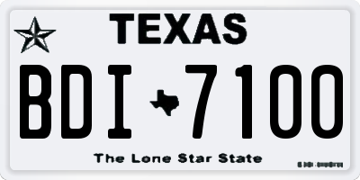 TX license plate BDI7100
