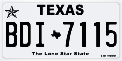 TX license plate BDI7115