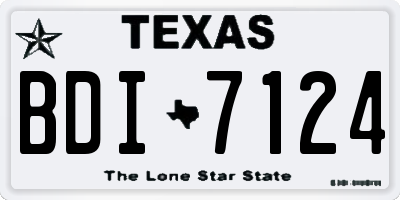 TX license plate BDI7124