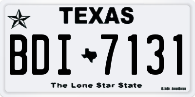 TX license plate BDI7131