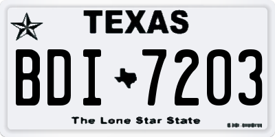 TX license plate BDI7203