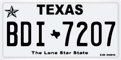 TX license plate BDI7207