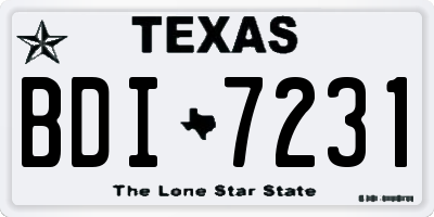 TX license plate BDI7231
