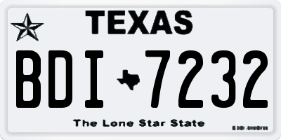TX license plate BDI7232