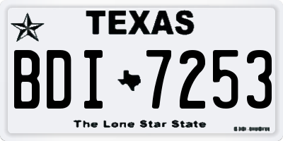 TX license plate BDI7253