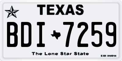 TX license plate BDI7259