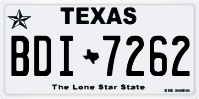 TX license plate BDI7262