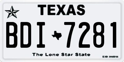 TX license plate BDI7281