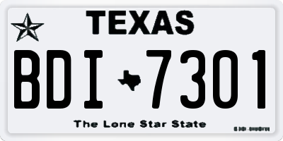 TX license plate BDI7301