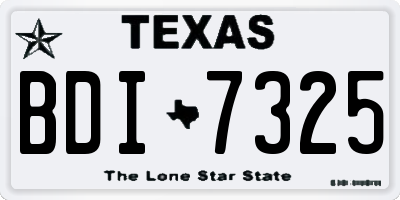 TX license plate BDI7325