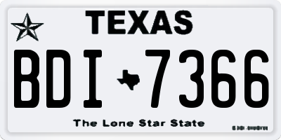 TX license plate BDI7366