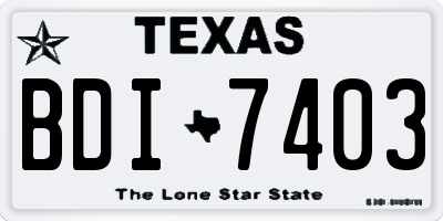 TX license plate BDI7403