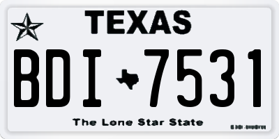 TX license plate BDI7531