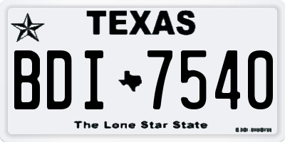 TX license plate BDI7540