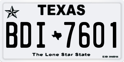 TX license plate BDI7601