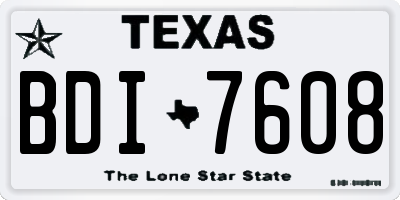 TX license plate BDI7608