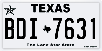 TX license plate BDI7631