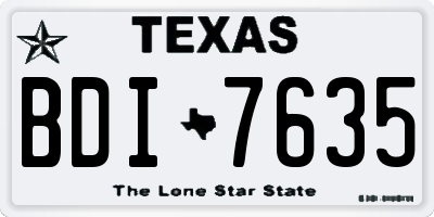TX license plate BDI7635