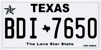 TX license plate BDI7650
