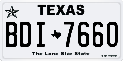 TX license plate BDI7660